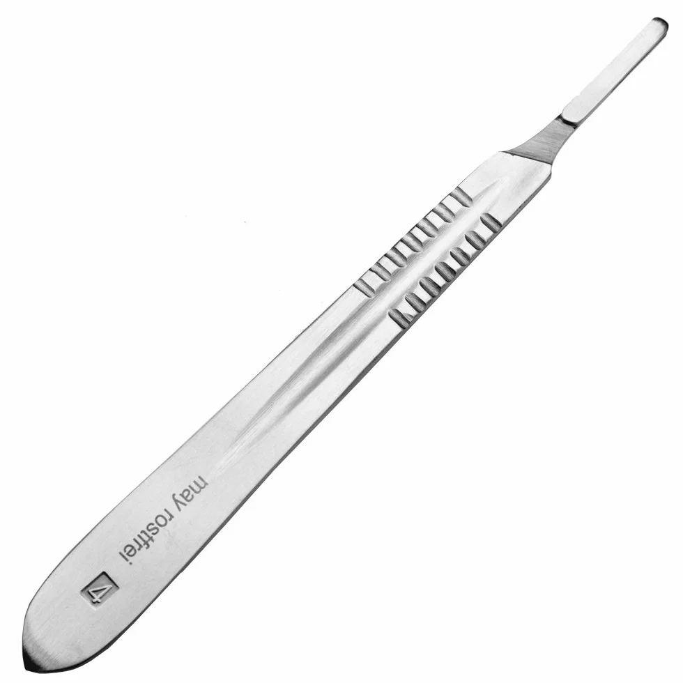 May Skalpell Set – 100 Sterile Skalpellklingen Figur 19 aus Karbonstahl, einzeln verpackt – Inkl. Edelstahl Skalpellhalter Nr. 4 – Präzisions Einwegklingen für Basteln, Modellbau & Fußpflege