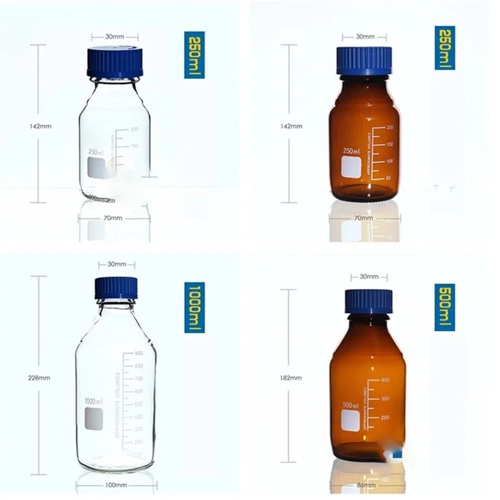 25 ml bis 1000 ml Laborflasche, transparent/braun, mit Schraubverschluss, versiegelt, Glas, Laborflasche(50ml 2pcs)