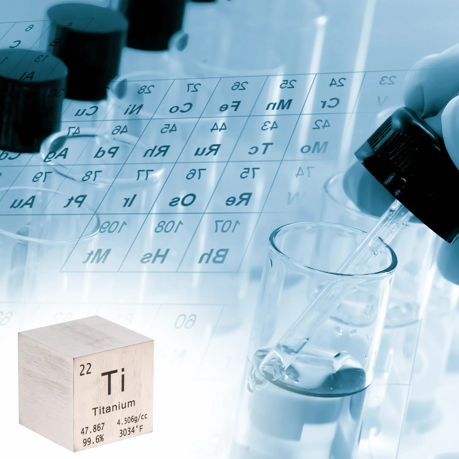 PATIKIL Titanwürfel Metallelement Hochdichter Block Reines Periodensystem Element Würfel Magnesiumblock für Elementsammlungen Lehrerlabor Wissenschaftliches Experiment, 1 Zoll