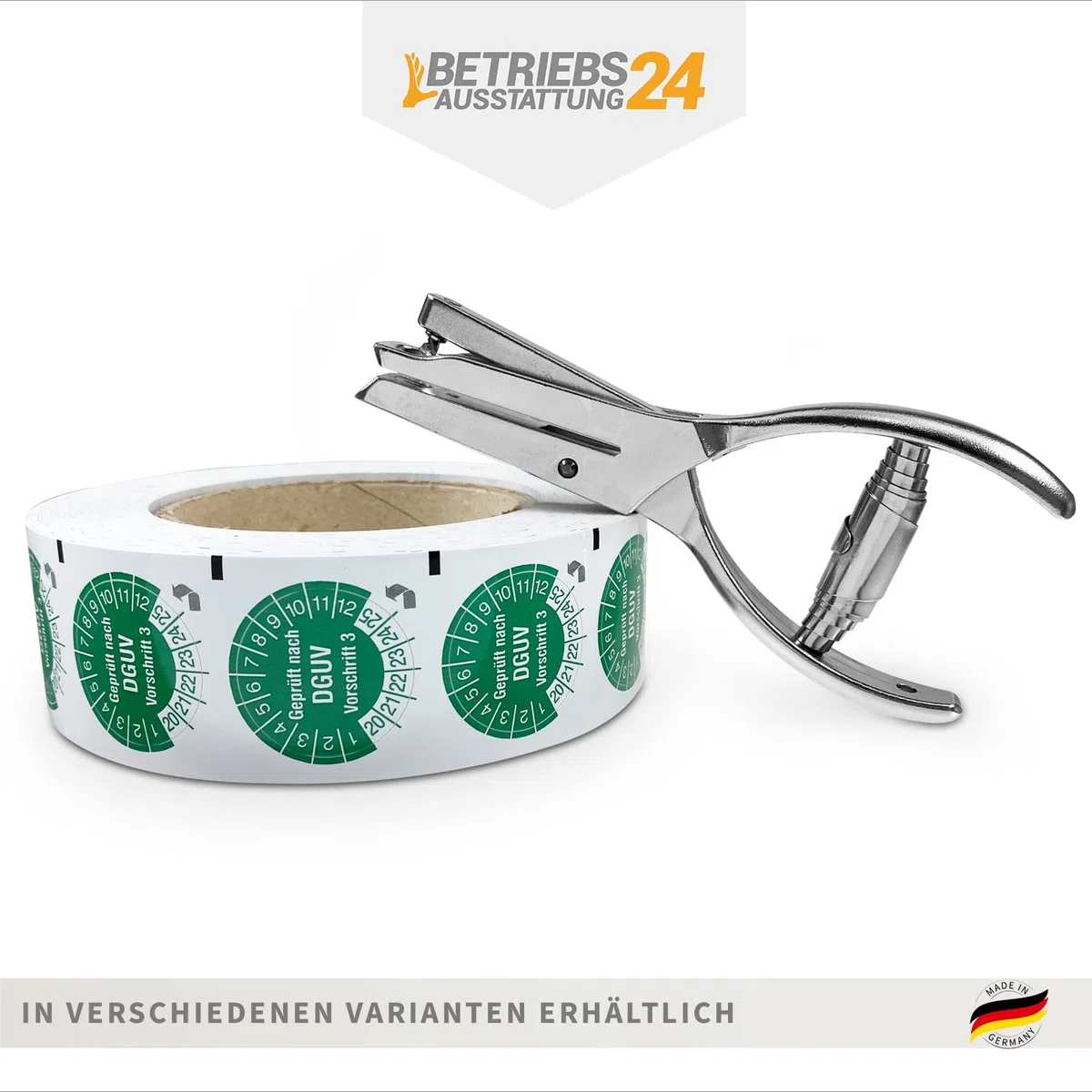 Prüfplakette „Nächster Prüftermin“ - Rolle mit 1000 Stück - Fälschungssicher - Dokumentenfolie, selbstklebend Ø 1,5 cm - gelb/schwarz - Jahre: 2027 – 2032 - Prüfetiketten
