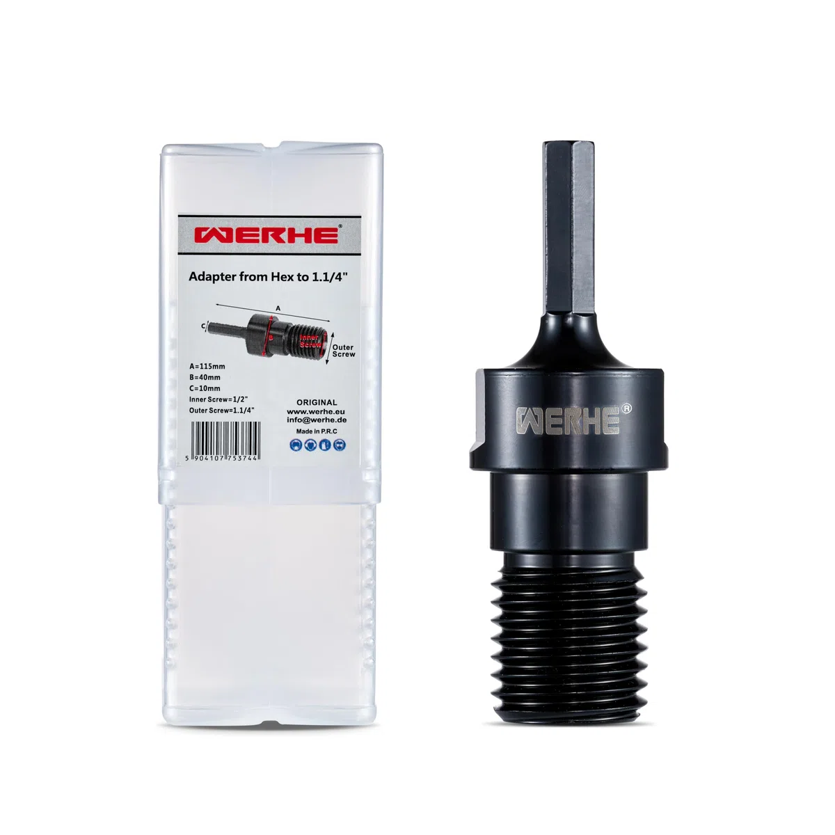 WERHE Adapter für Diamantbohrkrone – 1 1/4" UNC auf HEX – Robuster Stahl für Akkuschrauber und Bohrmaschinen – Mit 1/2" BSPP Innengewinde