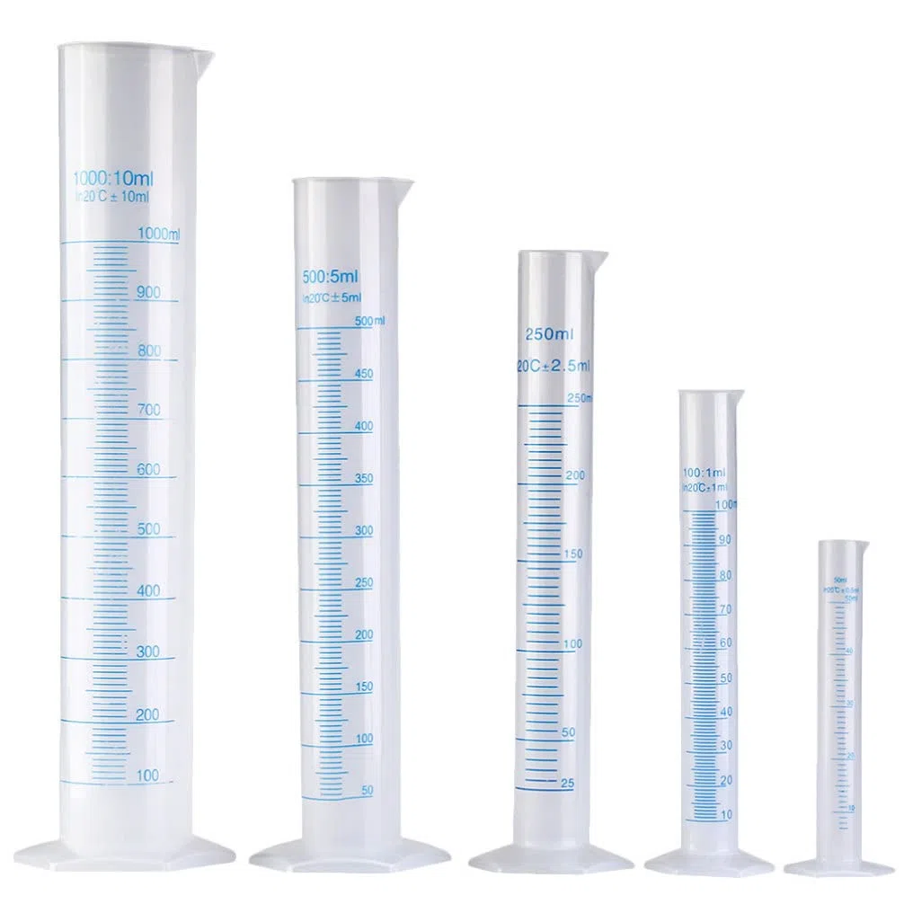 FOMIYES Praktischer Messbecher 5-Teiliges Messzylinder-Set Kunststoff - 50 Ml / 100 Ml / 250 Ml / 500 Ml / 1000 Ml Messzylinder Sicherheitszylinder für Labor Messzylinder Kunststoff