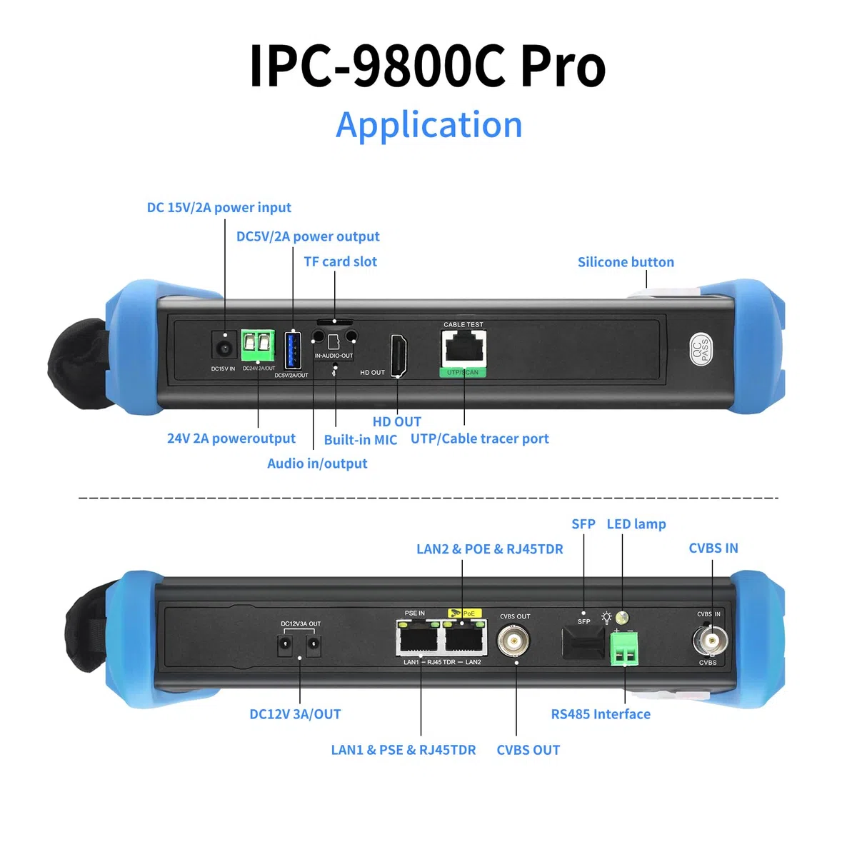 Henkion CCTV Kamera Tester, 8K 32MP 4K 12MP IP Kameratester mit POE++ 90W, 7" IPS Touchscreen Kabel Tester Netzwerk Tools Unterstützung 1CH SFP Schnittstelle IPC Tester IPC-9800CPro mit Kabelverfolger