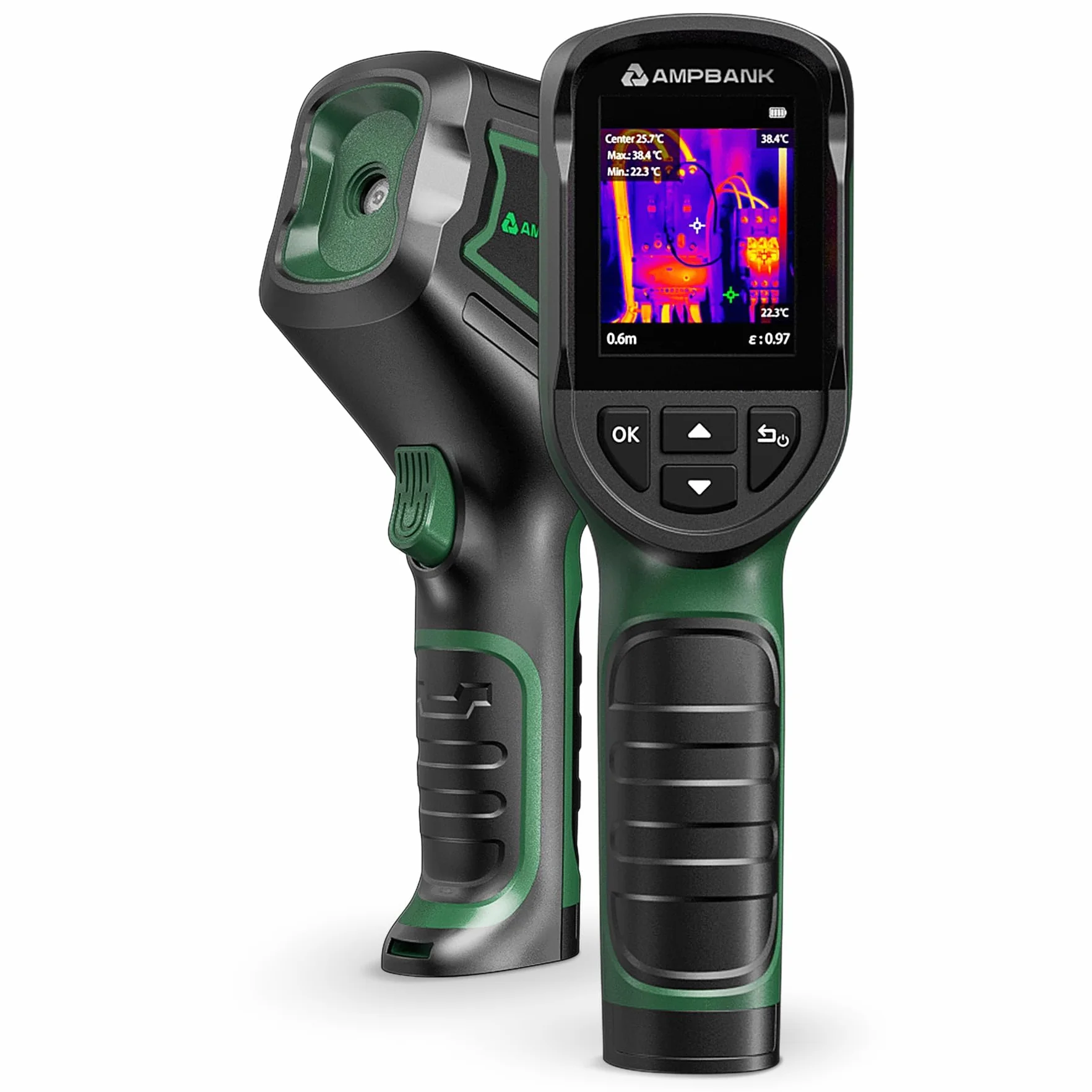 AMPBANK Wärmebildkamera 240x240 TISR-Auflösung, 24-Stunden Akkulaufzeit Handheld Thermal Imaging Camera mit 25Hz Bildwiederholrate, -20℃ bis 450℃, Temperaturalarm, H128 Kompakte Thermal Camera