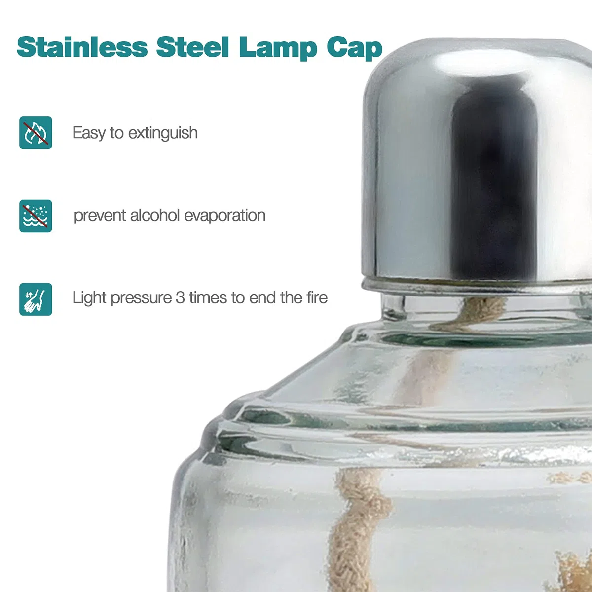 Zahnalkohol-Lampe, Glas, 150 ml, mit Metallkappe, 5 Ersatzdochte und Trichter Dental Alcohol Burner Lamp Glass 150mL - Dental Lab with Metal Cap & 5 Free Replacement Wicks & Funnel