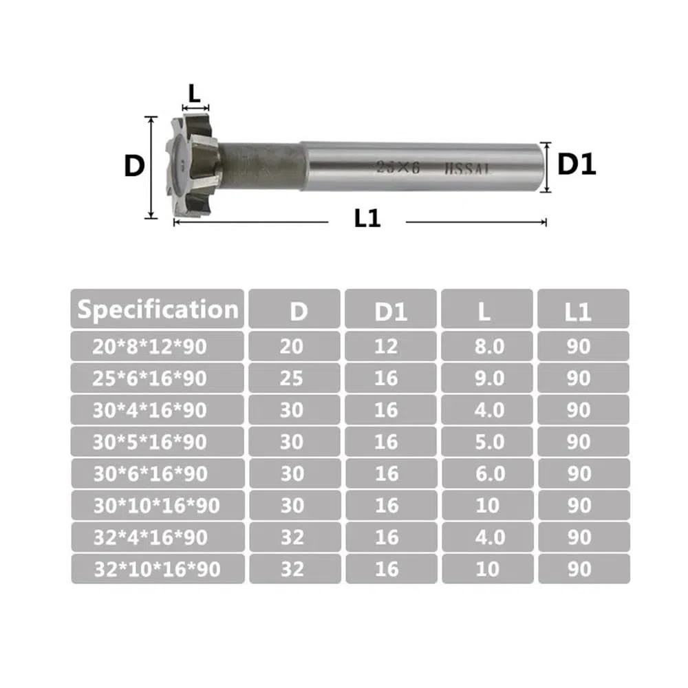 1 Stück CNC-T-Nutfräser, Schaftfräser aus Schnellarbeitsstahl, Schlitzfräser for Fräsen von Metall, Durchmesser 8 10 12 14(12x3x8x60mm)