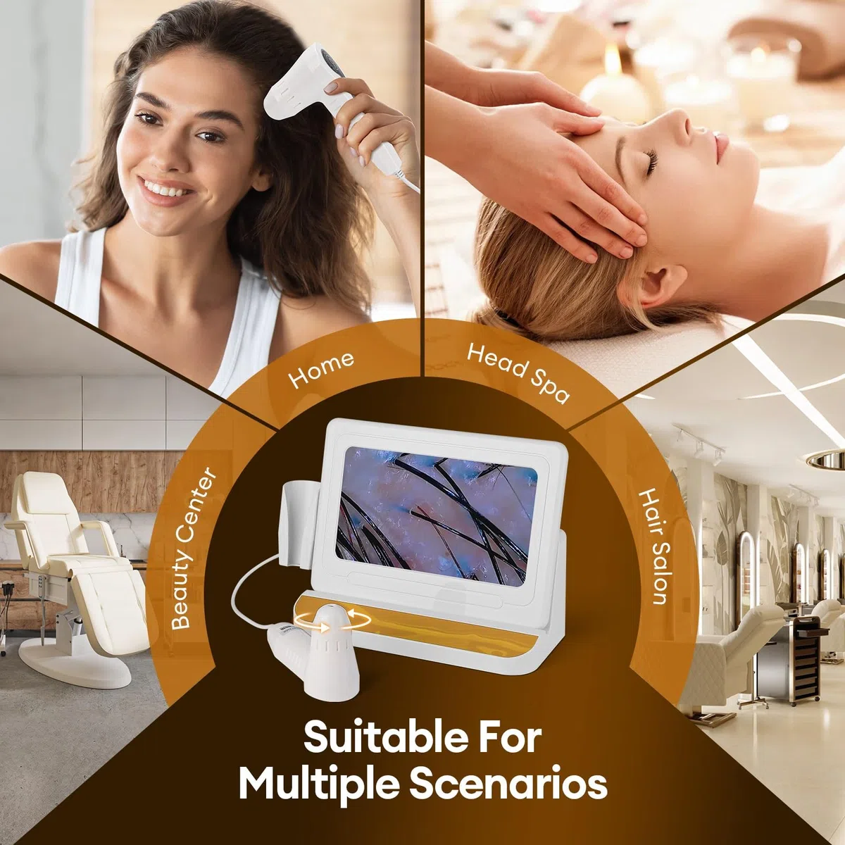Skin Diagnosis Hair Analyzer, 11 Inch HD Screen Scalp Analysis Machine, Digital Hair Follicle Scalp Detector with 50x/200x DualHeads for Home, Beauty Salon Spa