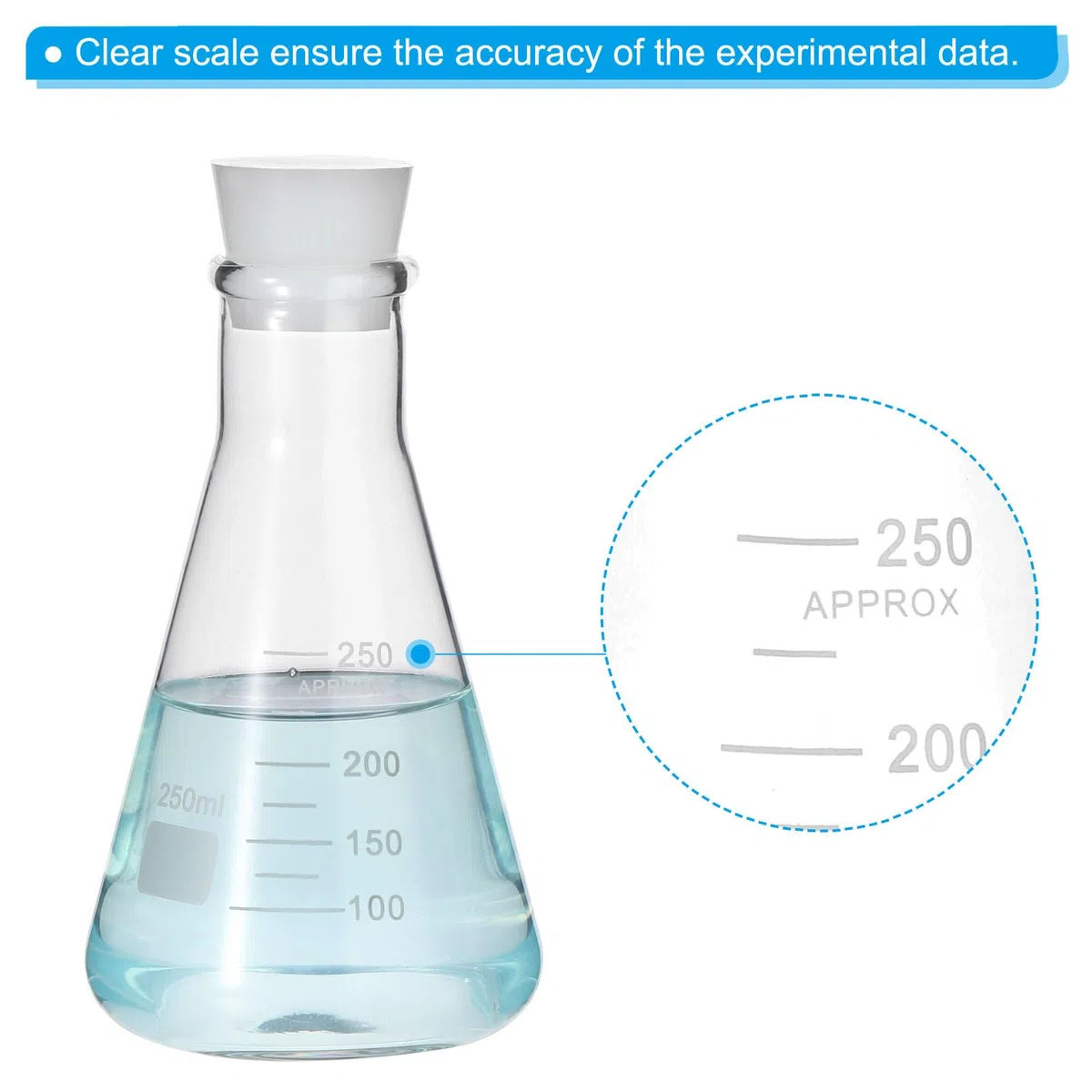 PATIKIL Erlenmeyerkolben 2 Set 250ml 8.5oz Schmalhals Messkolben Mit Silikonstopfen Borosilicatglas Kolben Mit Aufgedruckter Skala Für Laborversuche Chemie Wissenschaft