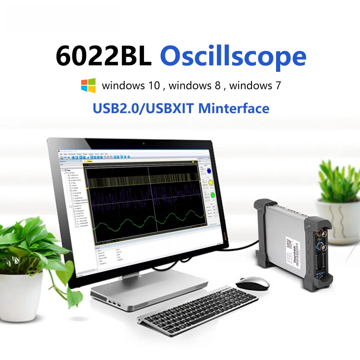 6022BL PC Digitales tragbares Oszilloskop 16 Kanäle 20MHz 48MSa/s Speicher Multifunctio Logic Analyzer Handheld USB Oszilloskop