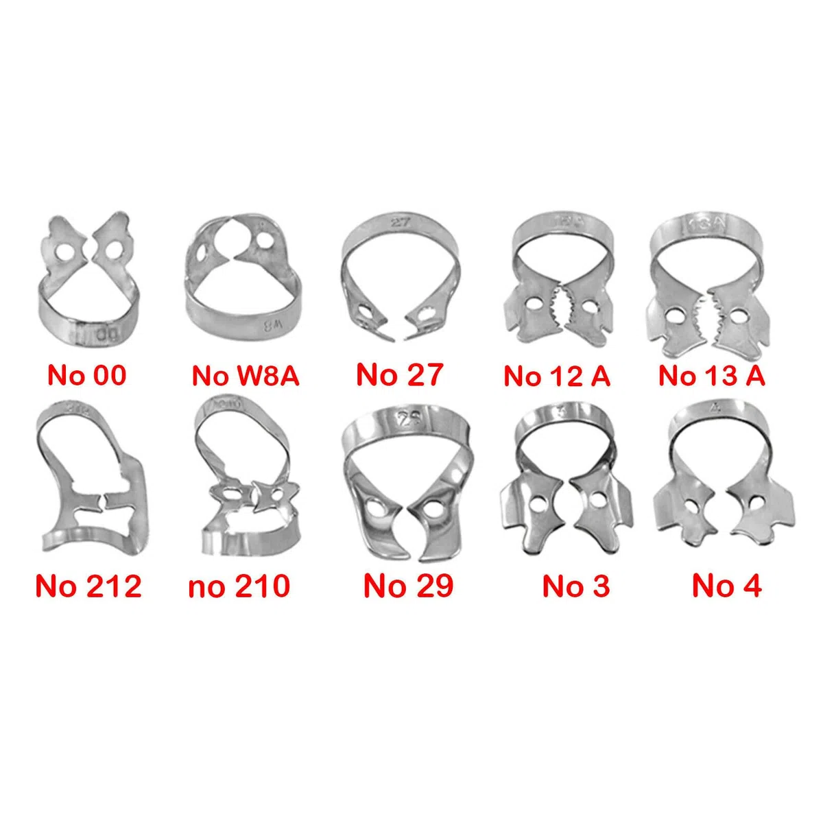 10er Endodontie Kofferdam Hygieniker Ivory Klammern Dental Gewebe Retraktion Klemme