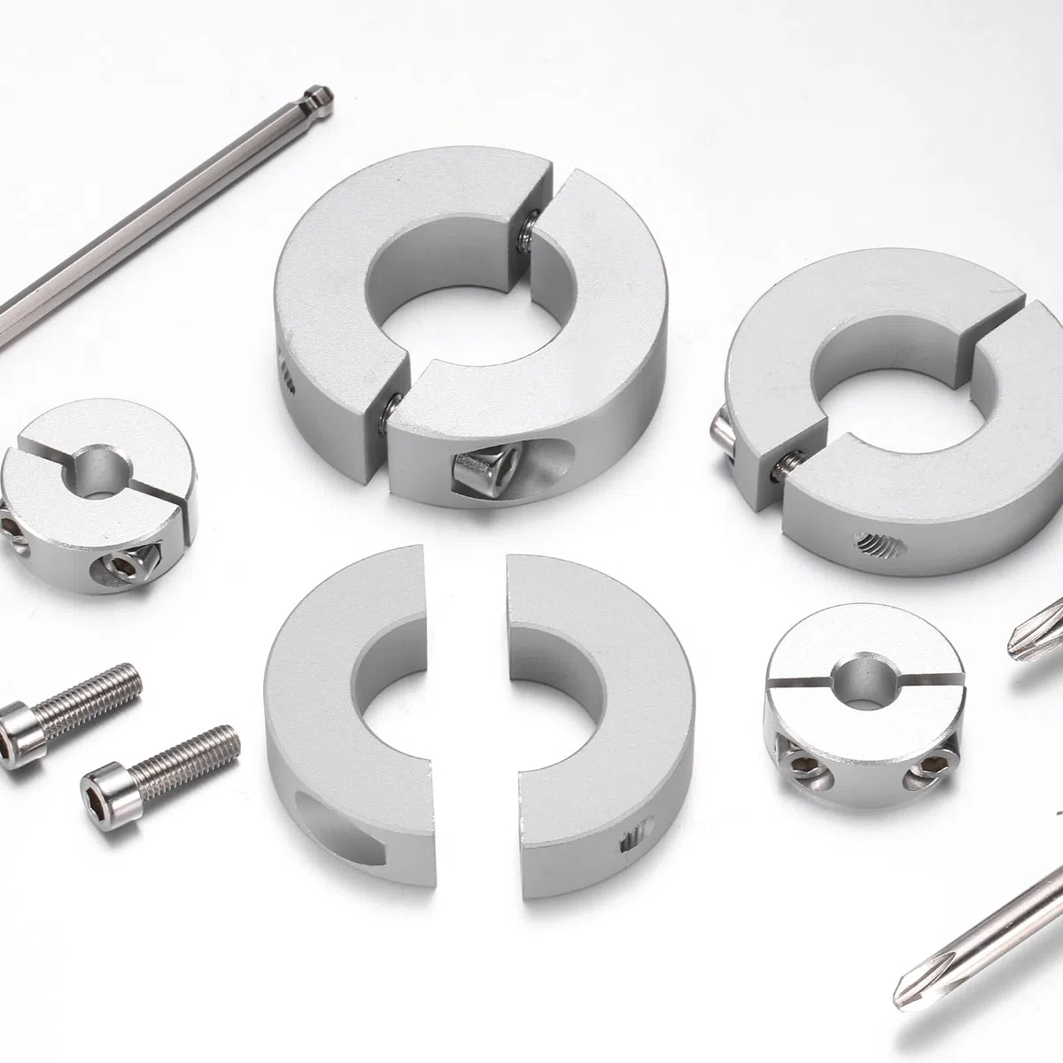 QUARKZMAN 8 Stück Geteilte Klemmringe für Welle, 22mm Bohrung 45mm AD 12mm Breite Stellringe Aluminiumlegierung Gewindestift Wellenkragen