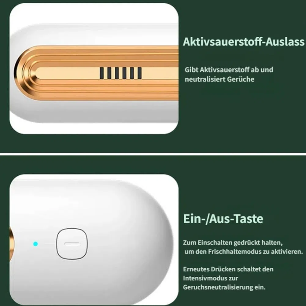 2 Stück Ozoori KüHlschrank Deodorierer USB, Wiederaufladbarer Ozoori für Kühlschrank, 2 Modi Geruchsneutralisierer Ozongenerator für Kühlfach Gefrierschrank Schließfach Auto (2 Stück-C)