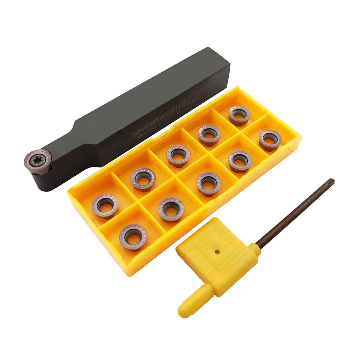 11 Stück RPMT10T3 MOE R5 Wendeschneidplatten-Fräseinsätze Klingenfräser mit 5/8"/16 mm SRDPN1616H10 Wendeschneidplatten-Fräswerkzeughalter Metall-Drehmaschinen-Schneidwerkzeuge