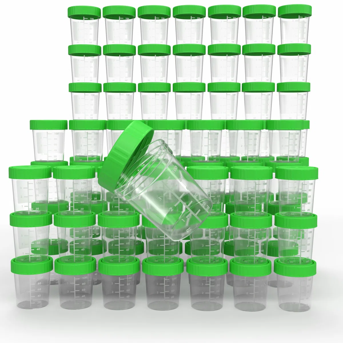 Urinbecher/Probenbecher mit Schraubverschluss 125ml Fassungsvermögen, Maßtabelle bis 100ml/3oz, beschriftbar (100Stk)