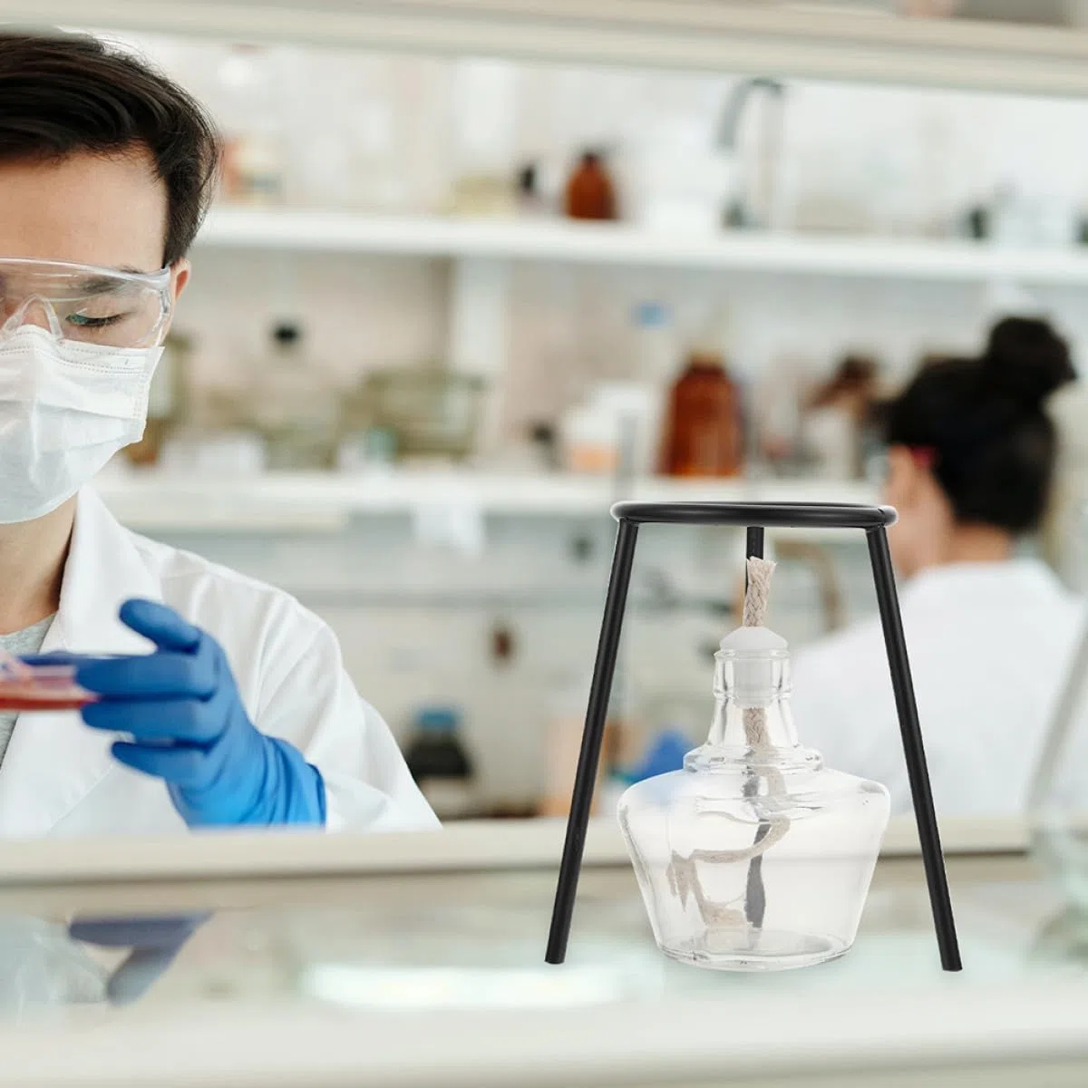 NUOBESTY Laborlampenhalterung 2 Stück aus Eisen und Einfacher Bedienung mit Hoher Temperaturbeständigkeit Schwarzes Heizstativ für Chemische Experimente und Labore