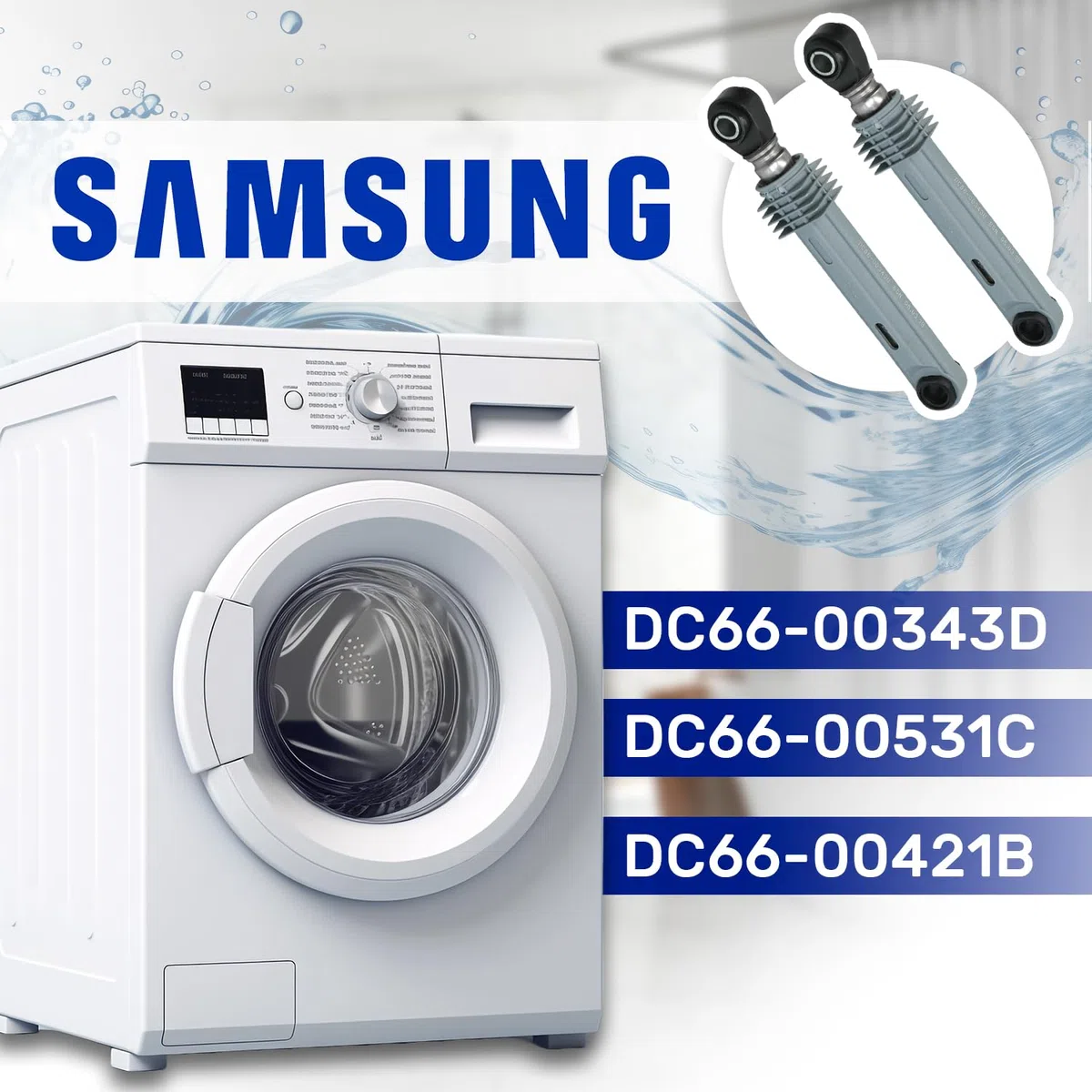 2 Stück Stoßdämpfer Waschmaschine 80N Ø10mm Ø13mm Länge 170 mm – 250 mm mit dem Originalcode DC66-00531C DC66-00343D DC66-00421B für Samsung - MONTERAL