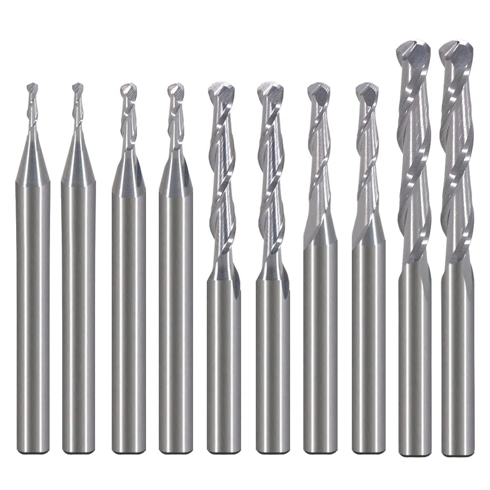 EU_HOZLY Fräser für Holzarbeiten, Durchmesser 1 mm, 1,5 mm, 2,0 mm, 2,5 mm, 3,175 mm, Hartmetall-Kugelkopffräser, CNC-Gravierfräser