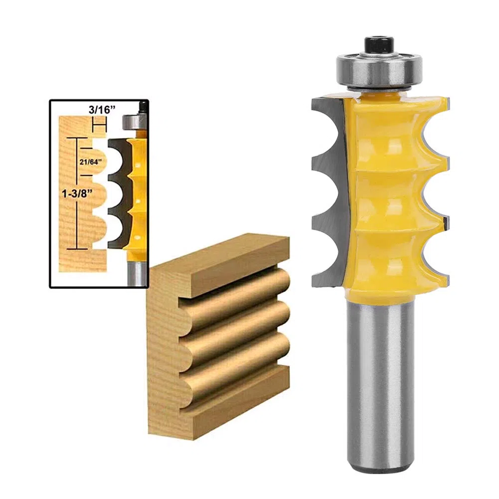 Fräser-Set, Perlenform-Fräser, 3/16 Zoll Radius, Dreifacher Perlen-Zierleisten-Fräser, 1/2 Zoll Schaft, Holzbearbeitungswerkzeug