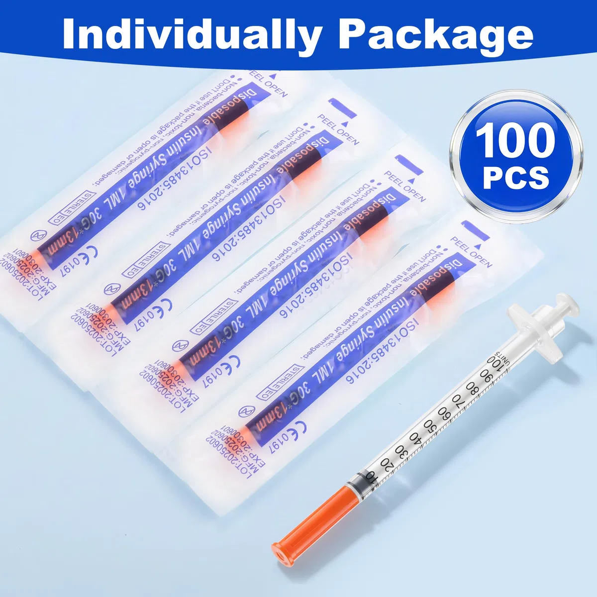 100 Stück 1ML30G 13mm Plastiktube mit Skala, Einzeln Versiegelt, Kunststoff Mehrzweck-Messwerkzeuge für Flüssigkeitstrennung,Laborzubehör,Pflanzenanbau