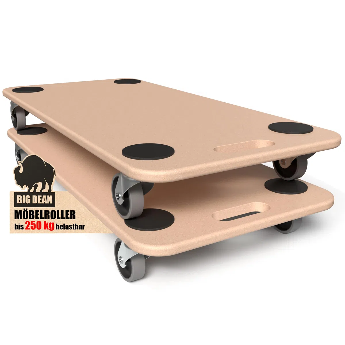 BigDean 3X Möbelroller Transportroller 250kg Rollbrett MDF Möbel Hund Roller