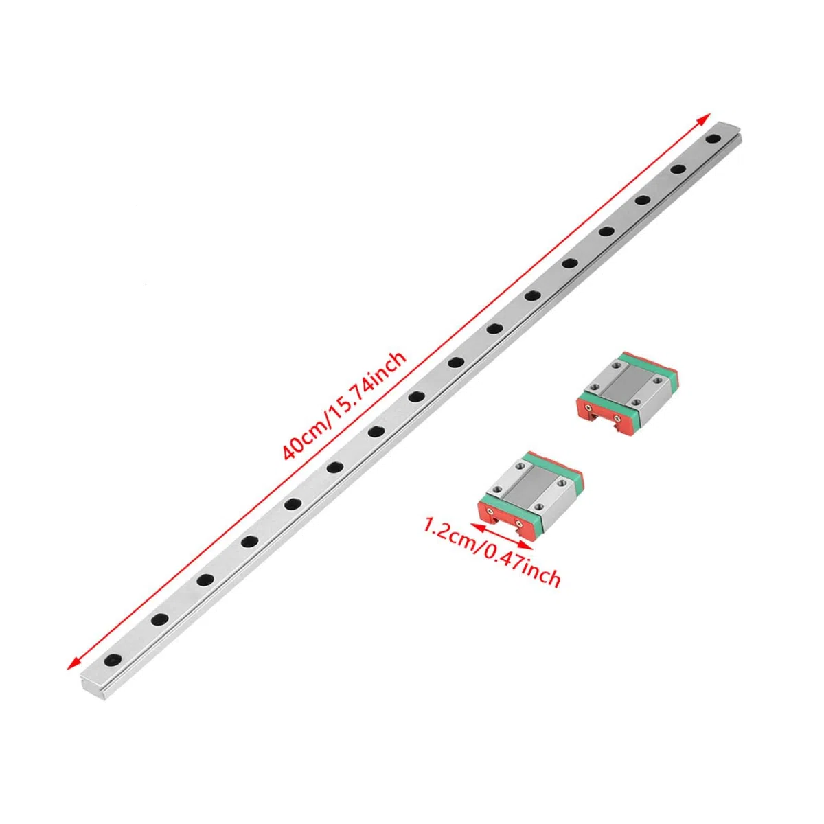 400mm Miniatur Linearführung, MQN12 Lineare Schienenführung Linearschiene Linearführungsschiene Mit 2 Stück MGN12B Lager Gleitblock, Mini Linearem Führungsschienen Für 3D-Drucker CNC-Maschine