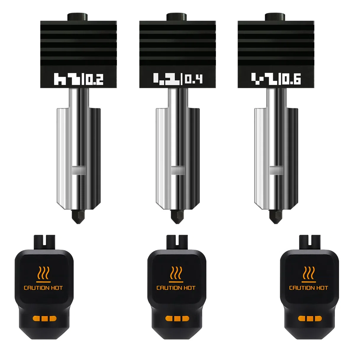 3-Pack 0.2MM+0.4MM+0.6MM P2S Hotend kit for Bambu lab P2S/X2D/H2D/H2S/H2C, Extruder Include Hardened Steel Nozzle and electroplated Heating Block for bambus 3D Printer Accessories