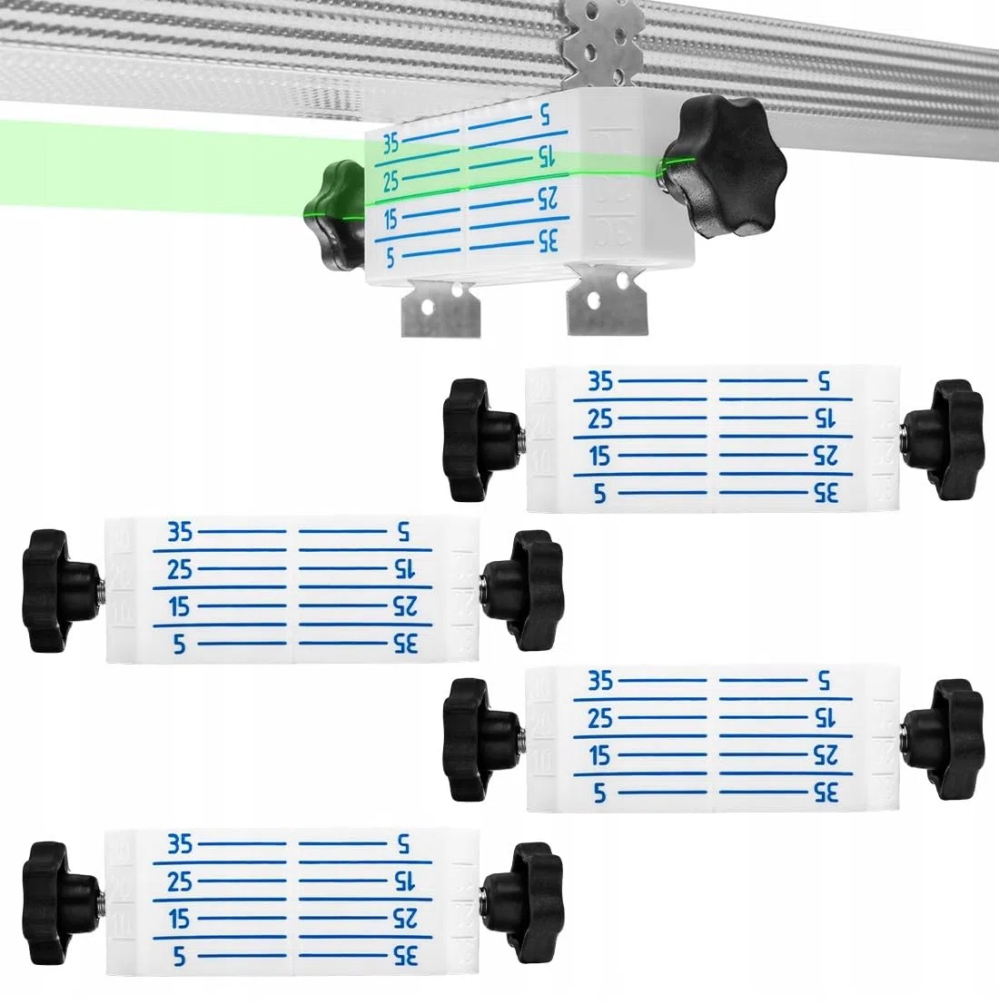 4 x Nivelliersystem für abgehängte Decken, Schnell Montagewerkzeug, Deckennivellierungshalter Profil CD60 ES Gipskartonplatte Regips, Deckenabhänger trockenbau, Direktabhänger, Laser-Zieltafel