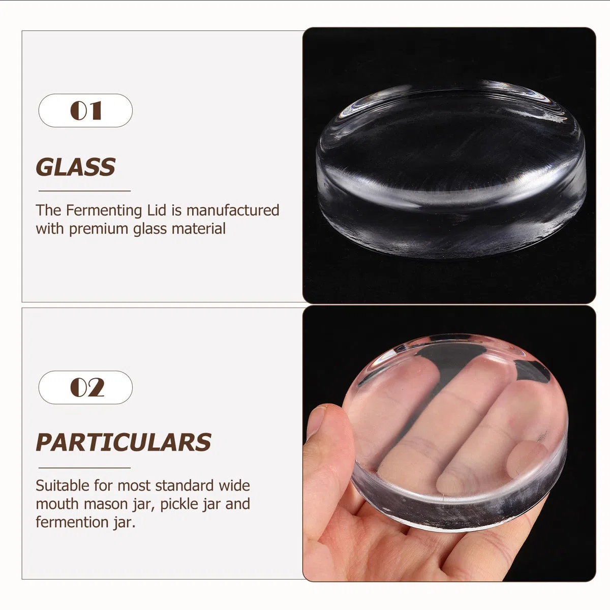 Gärgewichte und Einmachglas Anwendung aus Glas 2 Stück zum Gewicht Fermentieren zur Sauerteigfermentation Leichtes Klares Fermentiergewicht für Weithalsgläser