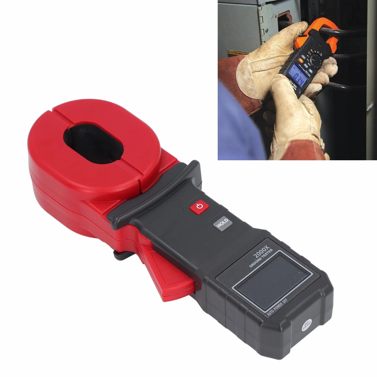 Bewinner ETCR2000X Digitaler Zangen Strommesszange Tester 0,01–500 Ω, Automatischer Bereichsklemmen Erdungswiderstandsmesser Tester mit LCD Display für Elektriker