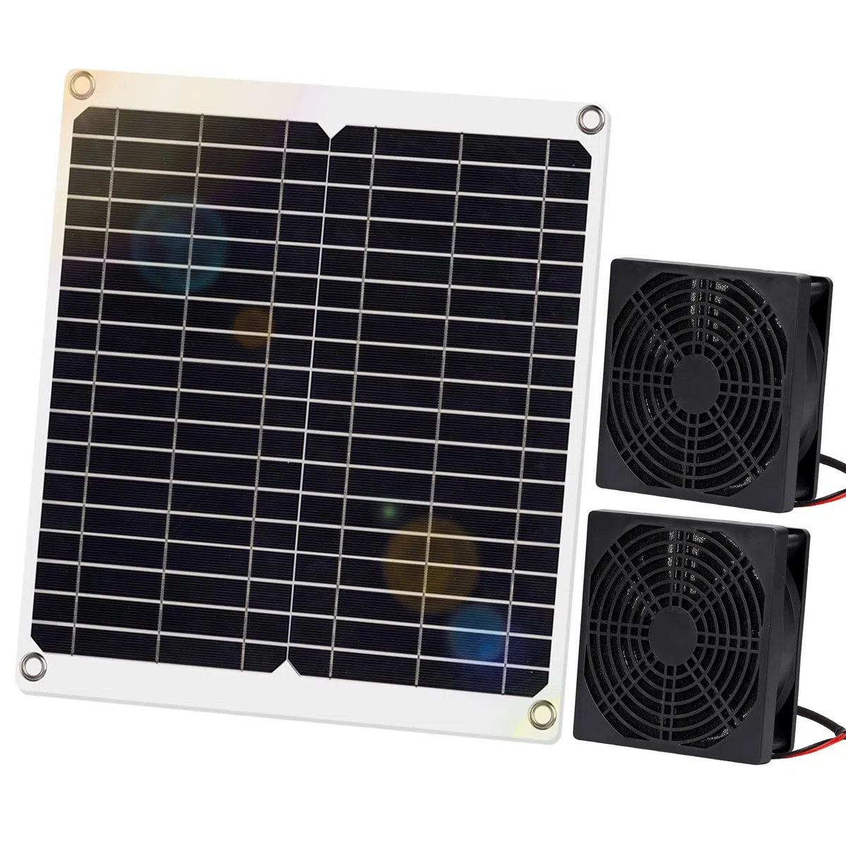 MUALROS Solar Ventilator, 15W Solarpanel Ventilator mit DC Doppelventilator für kleine Hühnerställe, Gewächshäuser, Schuppen, Haustierhäuser, Fensterauspuff