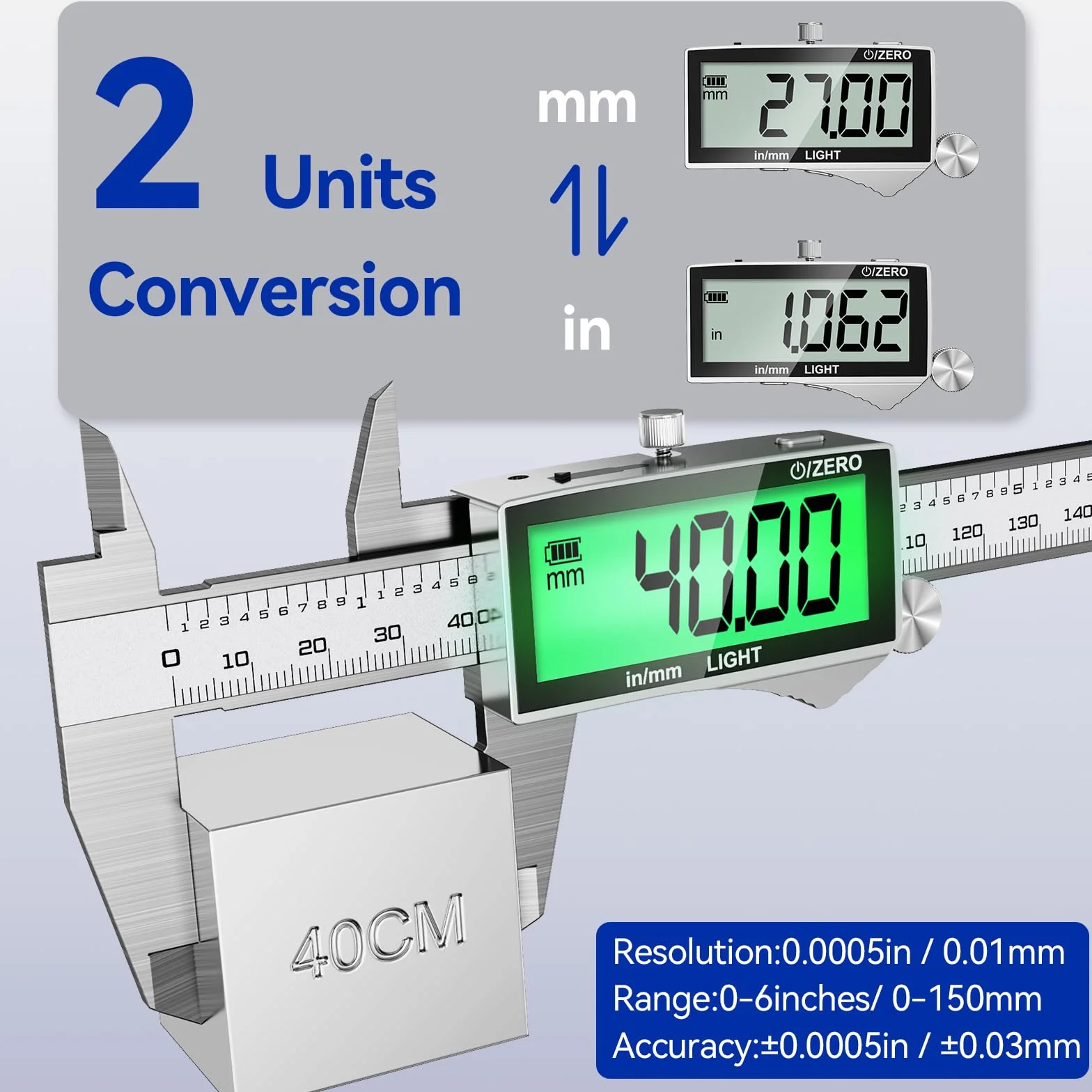 Preciva 150mm Digitaler Messschieber, Digitale Schieblehre Edelstahl Wiederaufladbar IP54 - Wasserdicht Elektronische Schieblehre mit LCD-Display für Industrie, Elektro, Automobil, Bastler