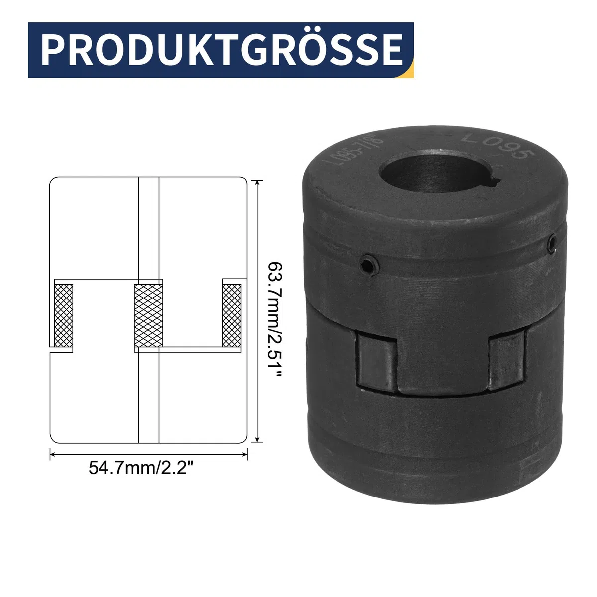 QUARKZMAN 7/8" bis 1-1/8" L095 Flexibles 3-teiliges L-Jaw Kupplung Kupplungsset & Buna-N NBR Gummispider für Holzspalter Hybridgeräte
