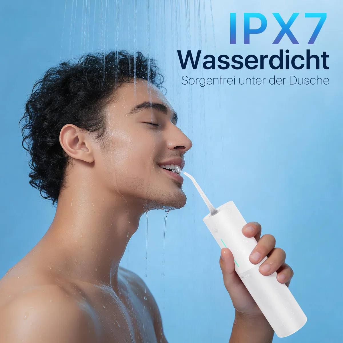 Bigsmile Wasserzahnseide, Zahnbürste Mundspülger mit 200 ml Fassungsvermögen, wiederaufladbar, Reisemundspülger, IPX7 wasserdicht, Effektiv den Mund sauber und gesund halten (weiß)
