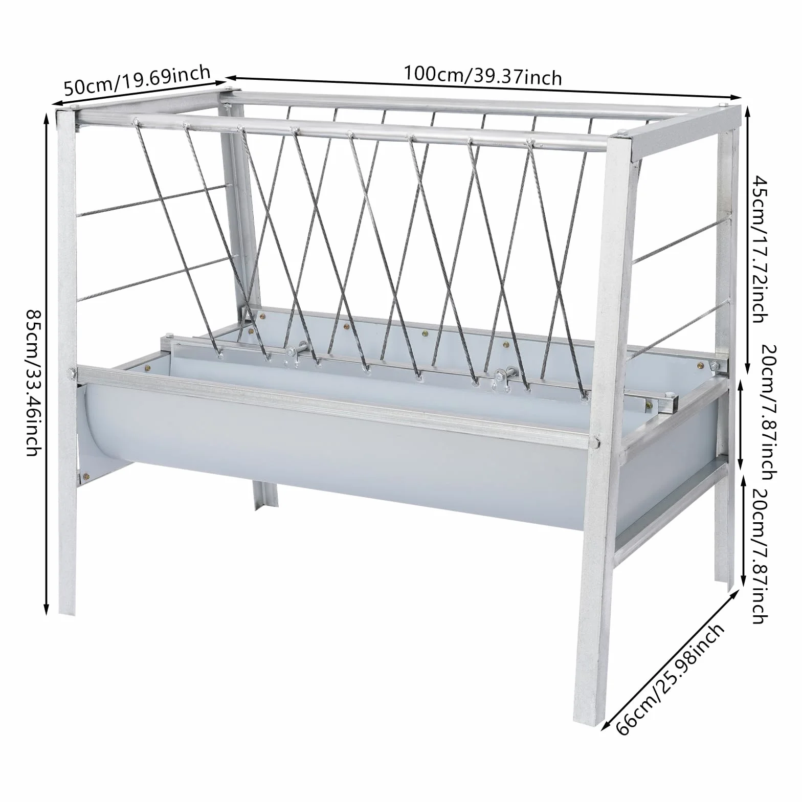 2 In 1 Heufutterautomat Viehfutterautomat Für Ziegen Schafe Pferde Mit 200 l Kapazität 100x66x85 cm Große Futterschale Aus Eisen Farbstahl Für Stall Weide Tierfütterung