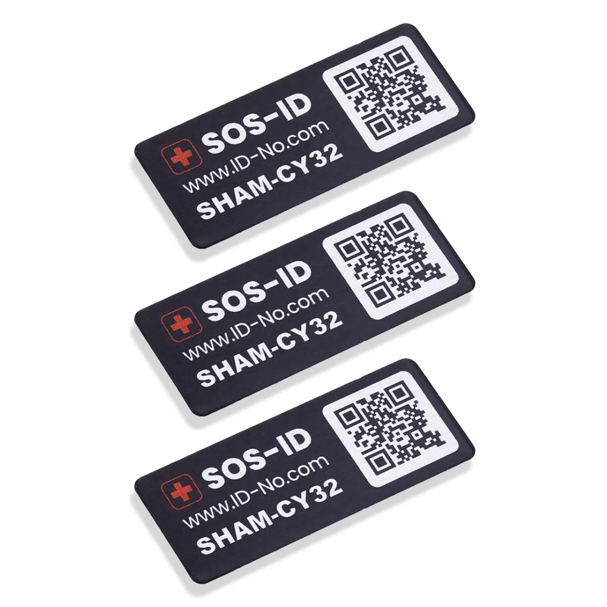 SOS-ID Label (3er-Set) – SOS-ID Etikett mit QR-Code – langlebiges & kratzfestes Klebelabel – schneller Zugriff auf wichtige Gesundheitsdaten für Ersthelfer oder Rettungskräfte