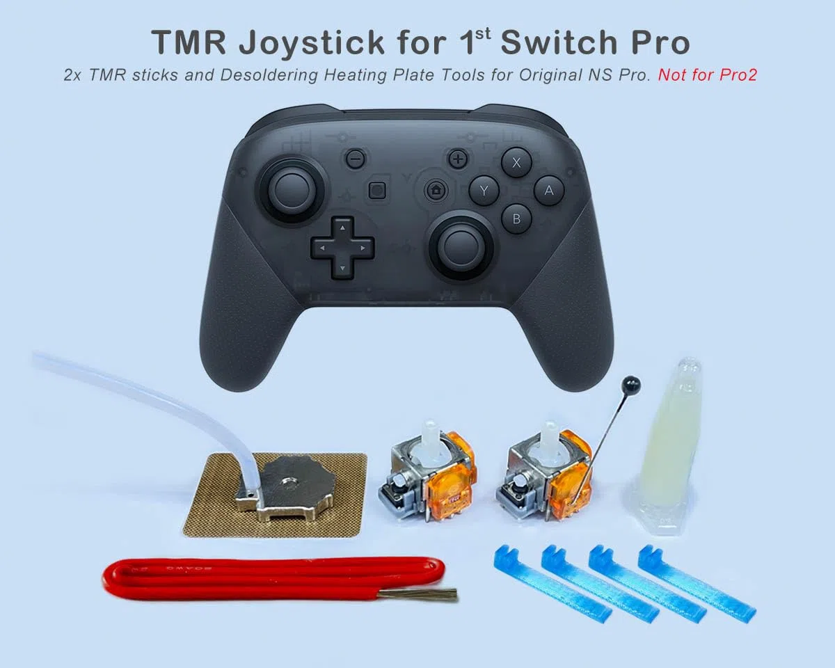 ElecGear 2X TMR Joystick und Entlötheizplatte Ersatz für Switch Pro Controller, TMR Hall Steuerstick und Lötlitzen Reparaturwerkzeuge – (TMR-NSPro)