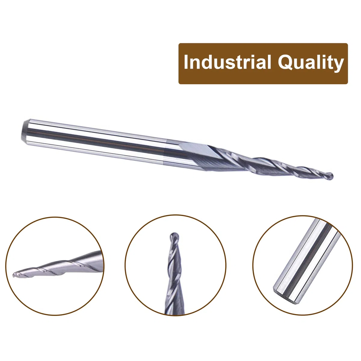SpeTool 5 Stück/Packung konischer Kegel, 1/8 Schaftfräser, 0,5 mm Schneidradius (1,0 mm Durchmesser), 3D-Holzgravur, CNC-Fräser-Bits