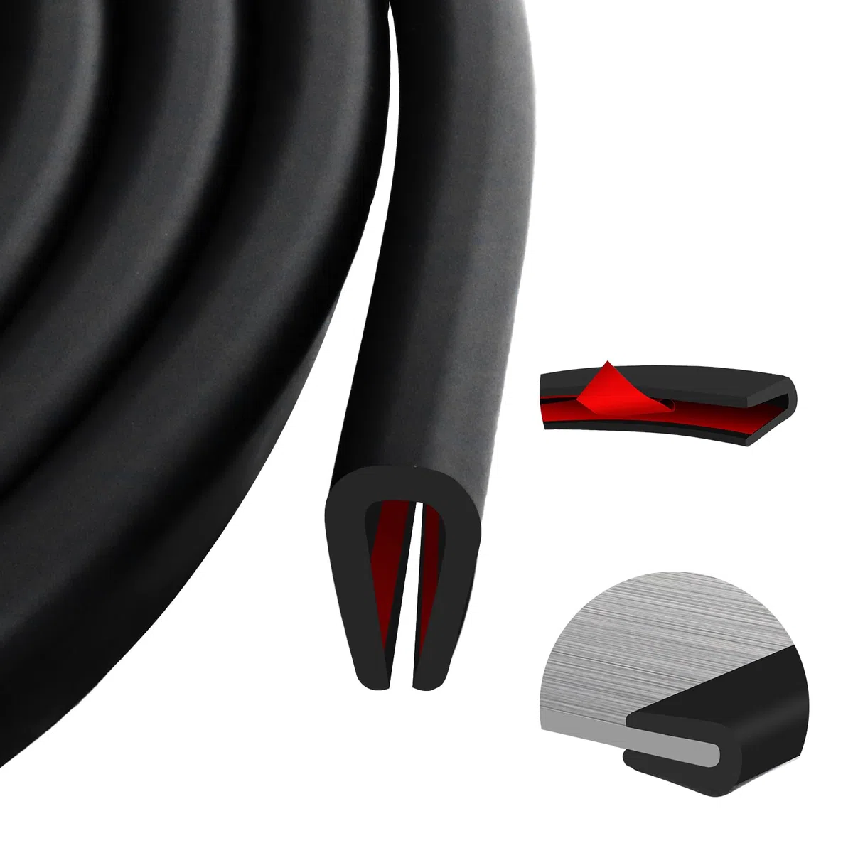 Kantenschutz selbstklebend EPDM Kantenschutzprofil U Gummidichtung Schwarz Gummi Kantenschutz für Bleche Glasscheiben Auto Blechschutzkante (6m, 1,6mm)