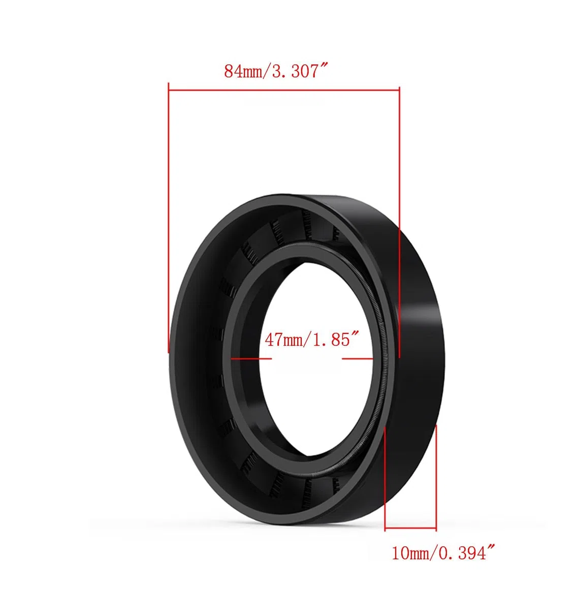 2 Stück Öldichtung 47mm x 84mm x 10mm, TC Öldichtung Doppellippe mit Feder, Schwarz