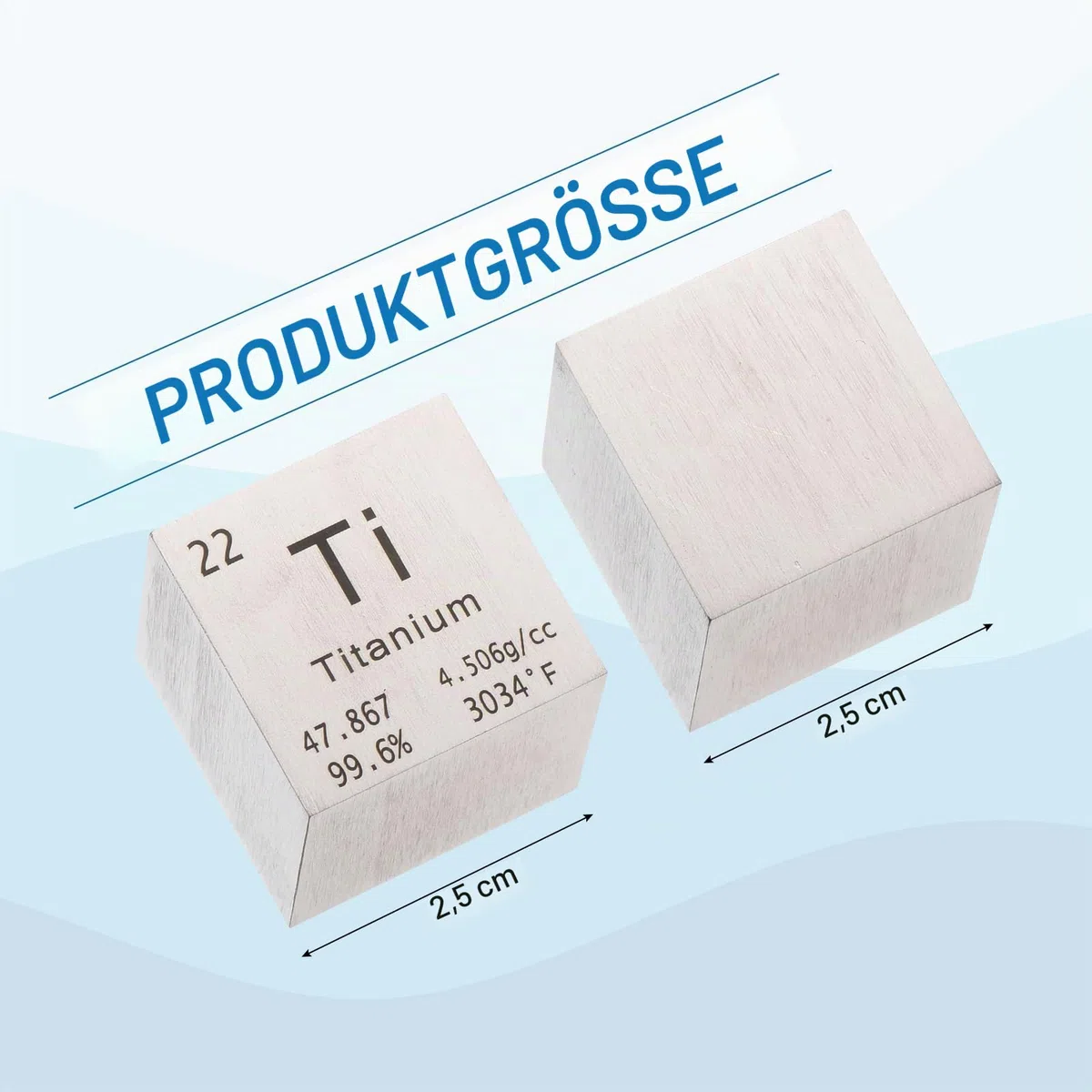 PATIKIL Titanwürfel Metallelement Hochdichter Block Reines Periodensystem Element Würfel Magnesiumblock für Elementsammlungen Lehrerlabor Wissenschaftliches Experiment, 1 Zoll
