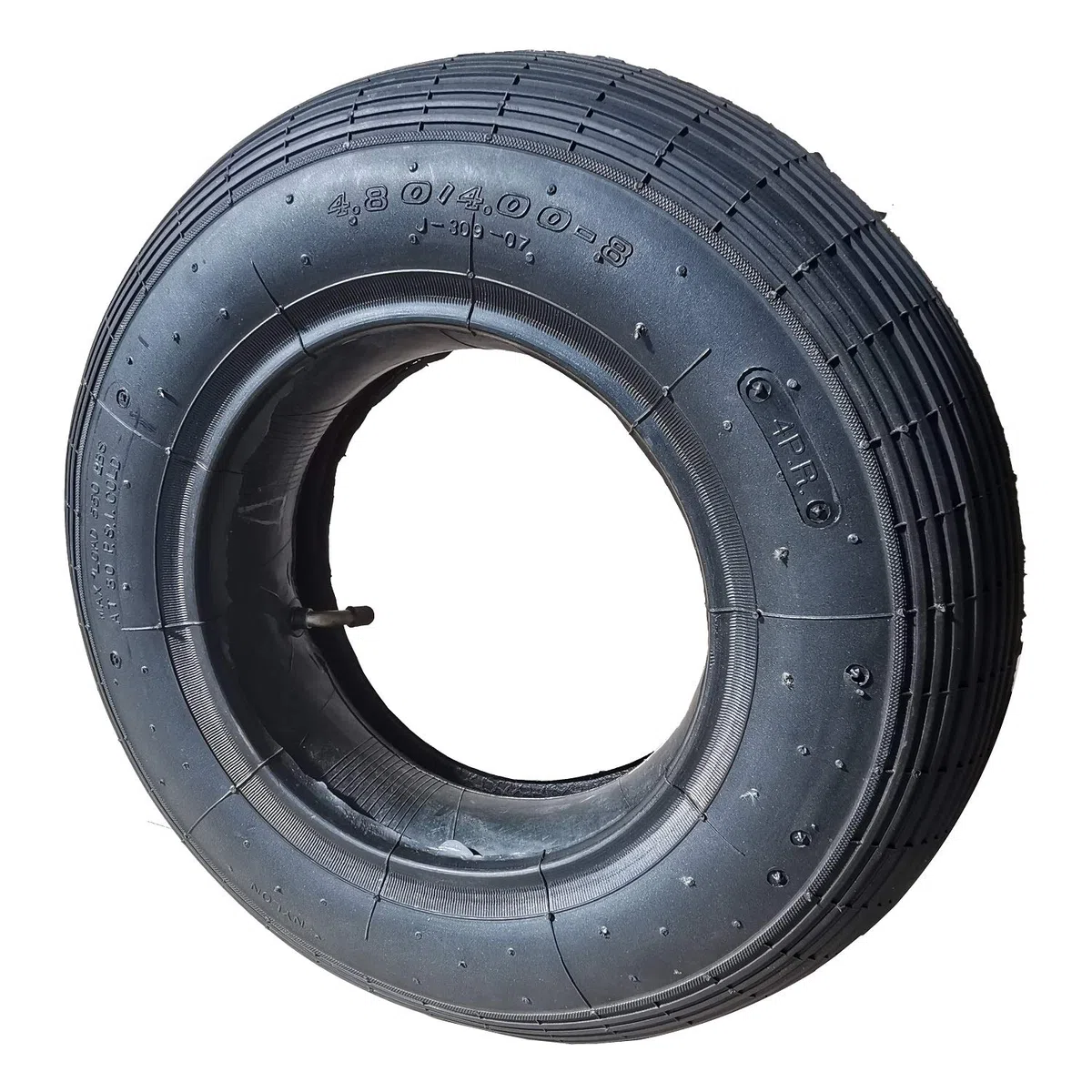 Resul Schubkarrenreifen-Schlauch Set 4.80/4.00-8, mit abgewinkeltem Autoventil, 4PR, 250 kg Traglast
