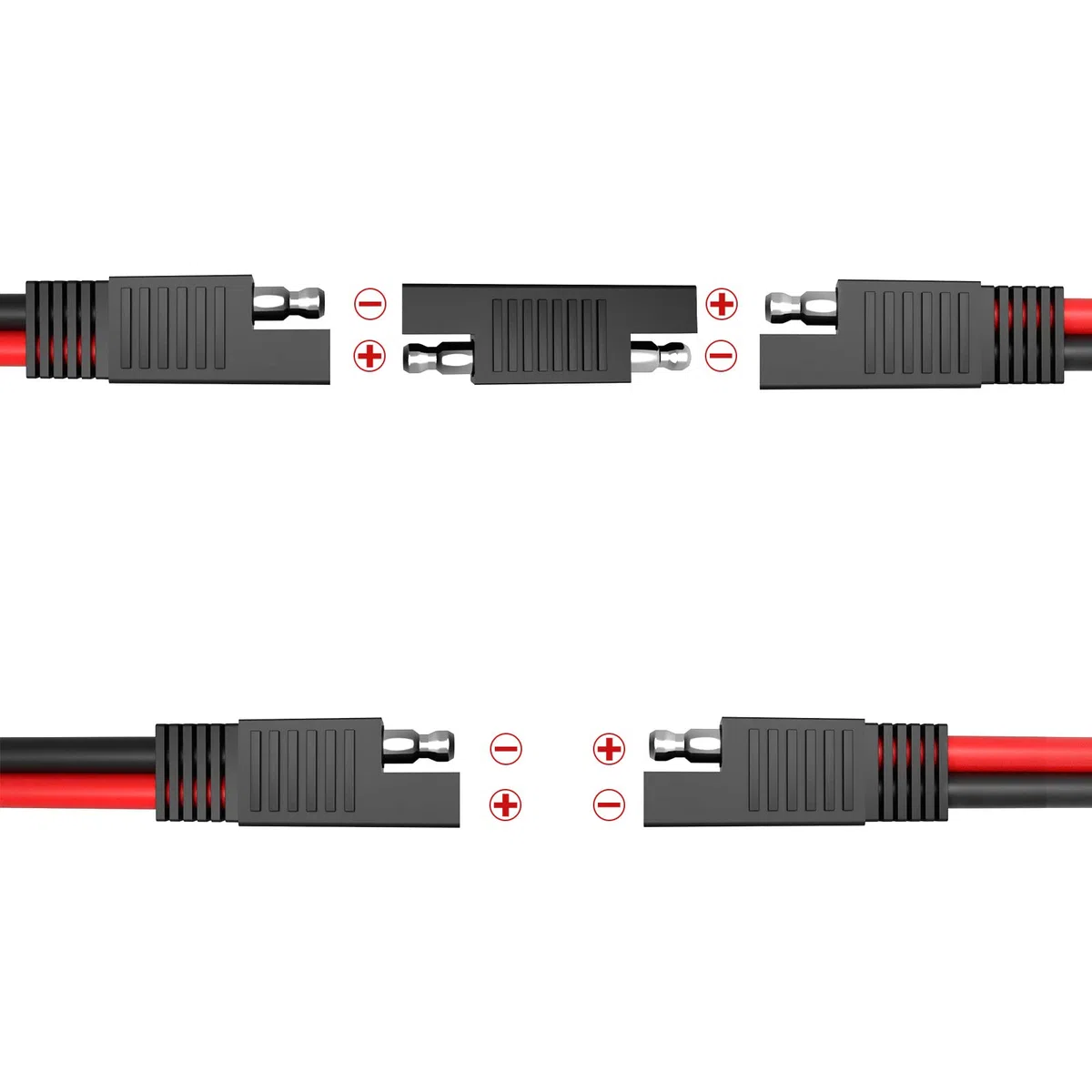 SAE zu SAE Verlängerungskabel 10AWG 10ft/3m Schnellkupplungskabelbaum SAE Stecker mit SAE zu SAE Polaritätsumkehradapter für Automotive, Solarpanel SAE Stecker, Motorrad, Autos, Traktor