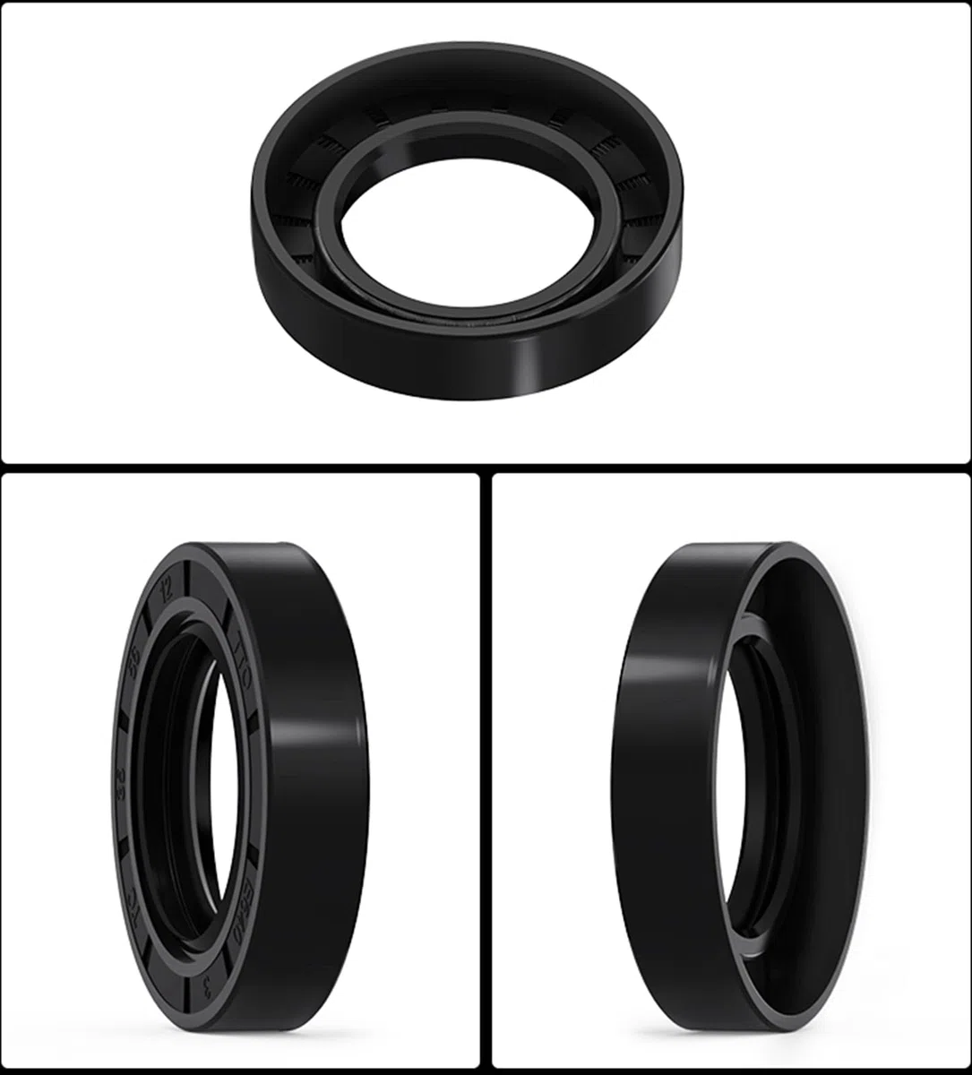 2 Stück Öldichtung 100mm x 125mm x 12mm, TC Öldichtung Doppellippe mit Feder, Schwarz