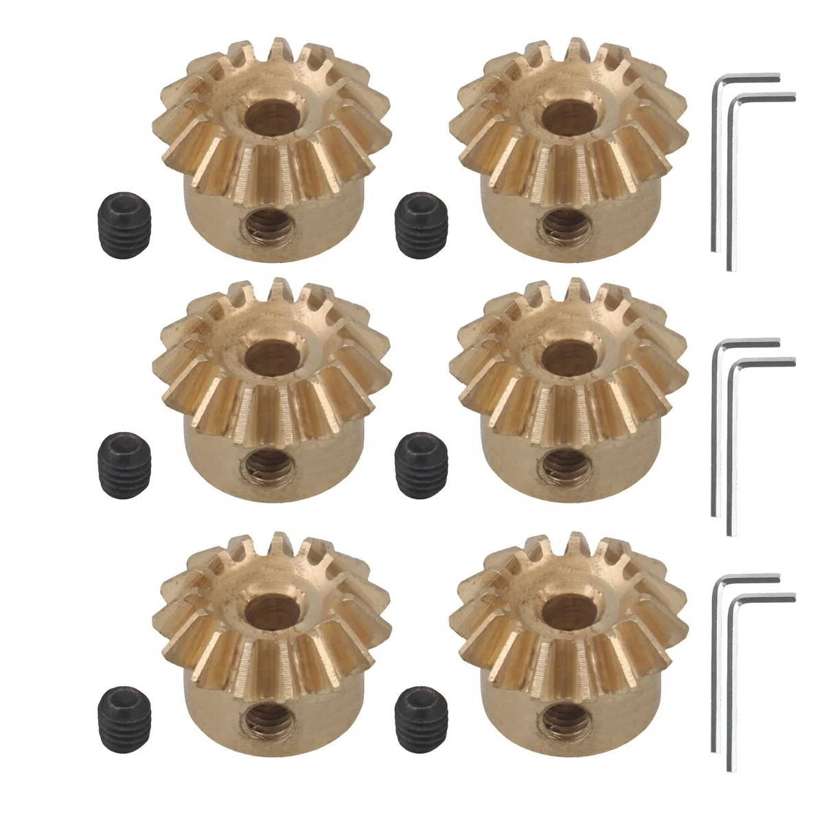Kegelradgetriebe 0,8 Modul 15T mit 3 mm Loch für Hardware mechanische Rotation 6 Stück