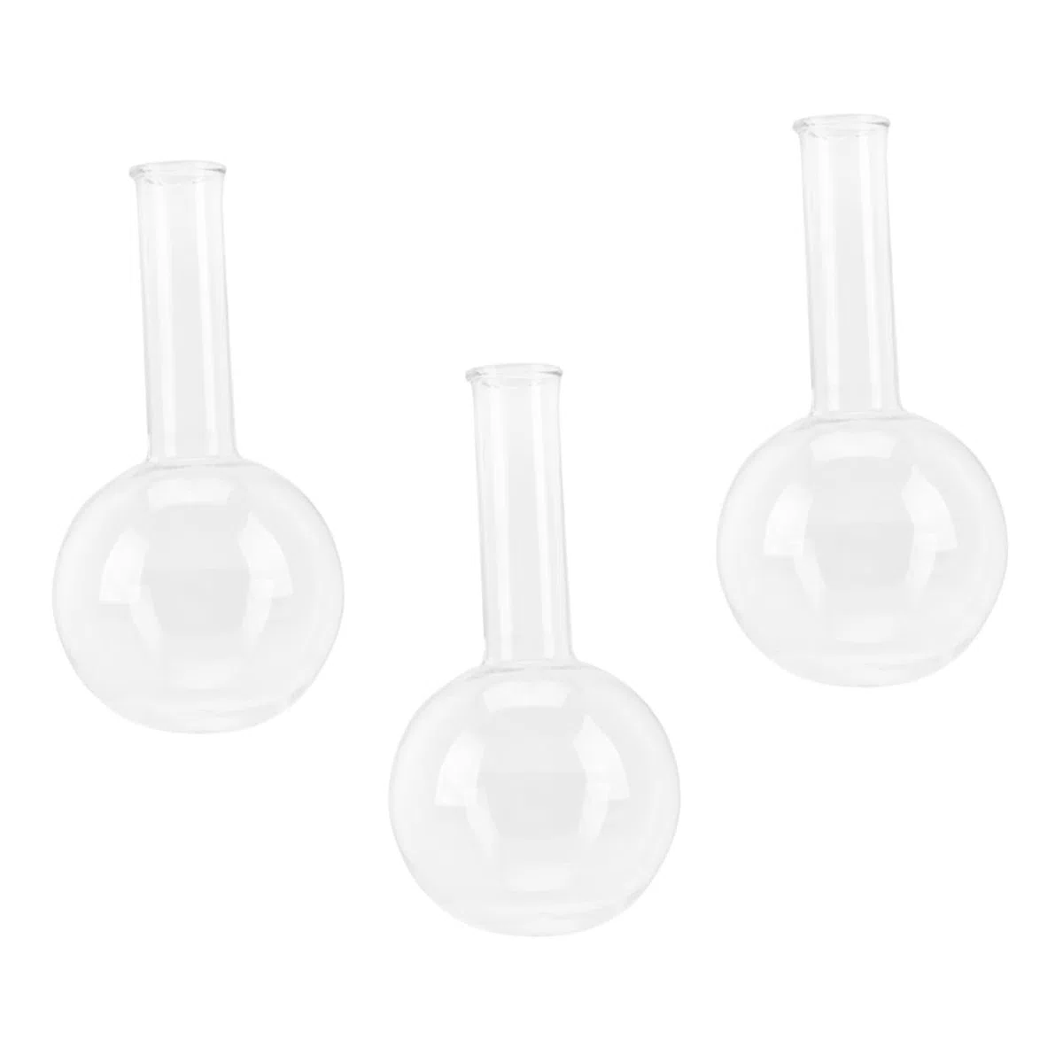 3 Stück Rundkolben aus Glas 250ml Flachboden Siedekolben mit Einheitlicher Wandstärke Transparent für Chemie und Bildung im Laborbedarf