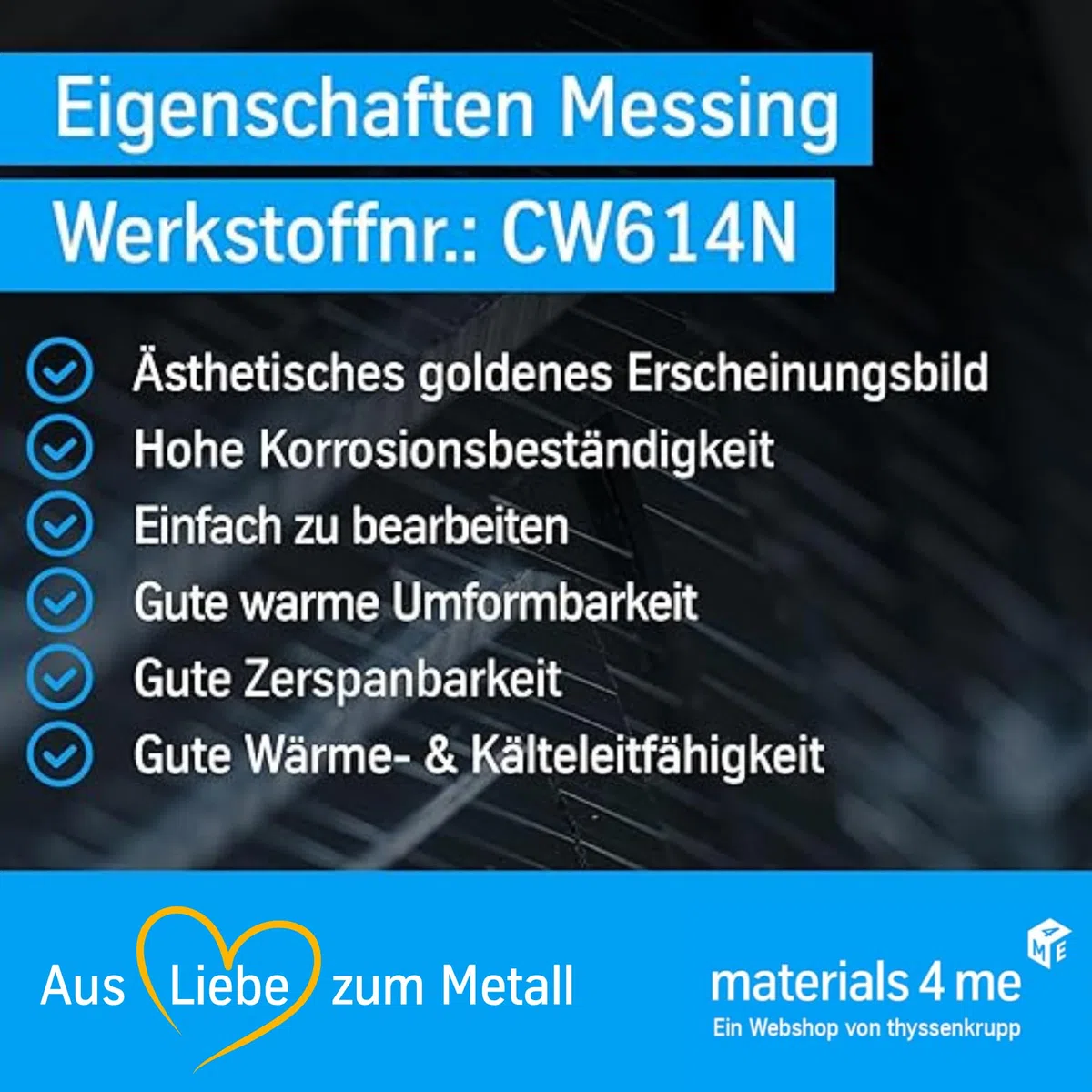 thyssenkrupp Messing Rundstab – Messingstange Messingstab Rundprofil Rundmaterial Vollmaterial – CW614N – Ø 10 mm, 1500 mm Länge