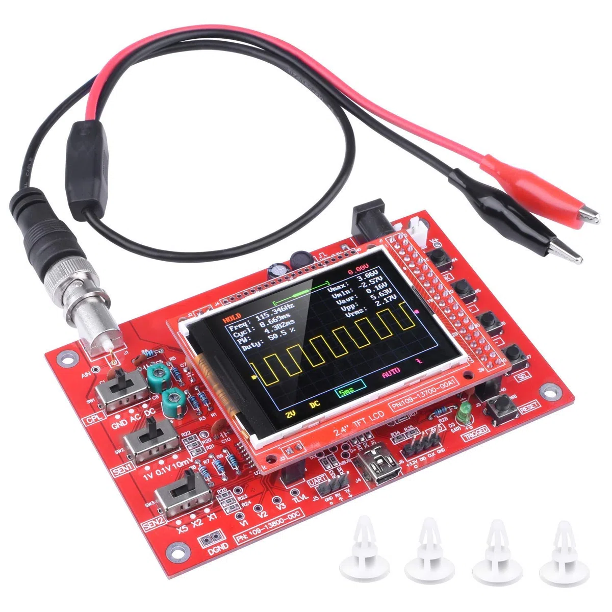 ARCELI Digitaloszilloskop-Kit im Taschenformat, Open Source, 2,4-Zoll-TFT, 1 MSP mit Sonde, zusammengebaute Version (Geschweißt)