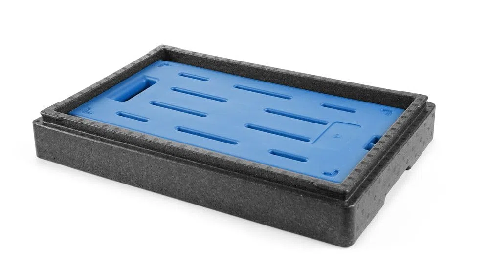 HENDI Kühlelement, für Thermoboxen, Kühlboxen, Kühltasche, kühlt bis 0°C, Gefrierelement, Kühlakku, GN1/1, 530x325x(H)33mm, HDPE, Wasser, Ammoniumchlorid, blau