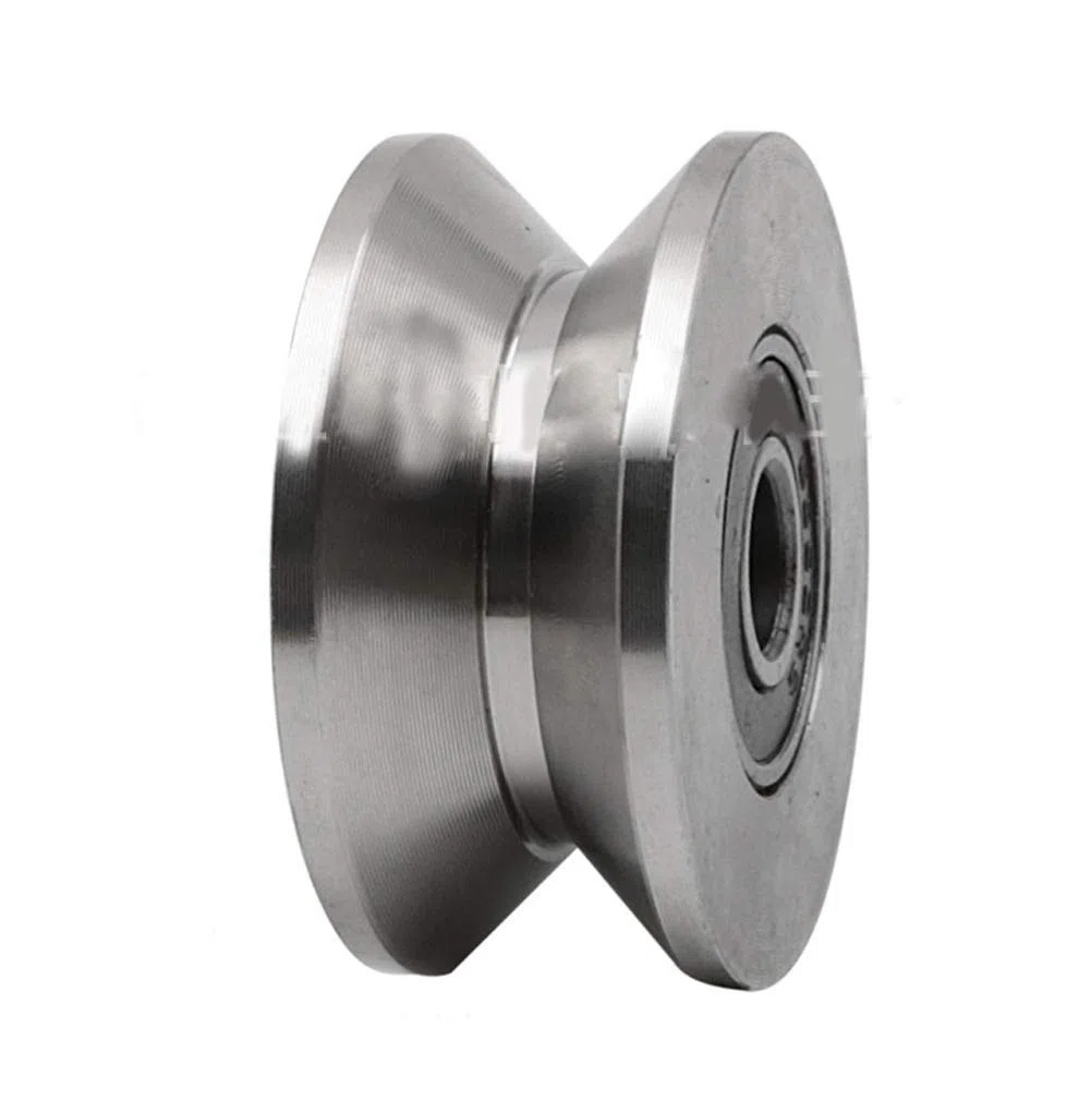 Schwerlast-Türrad, 6,9 cm, 304 Edelstahl, Schiebetorrollenlager, V-Nut-Führung, Riemenscheibe, Schienenschiene, starre Lenkrolle zum Heben von Schwingschiebetor