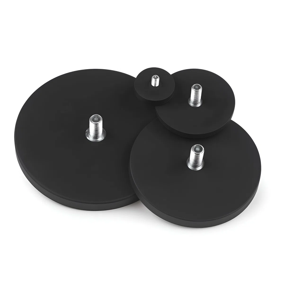 2 x Neodym Magnet-System gummiert Ø 88 mm Gewinde-Zapfen (Außen-Gewinde) M8 - Haftkraft 55 kg - 2 Stück - Starke Magnete mit Gummi-Mantel - Anti-Rutsch Beschichtung